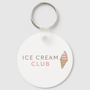 Ice Cream Club Cute Pastel Typography Key Ring
