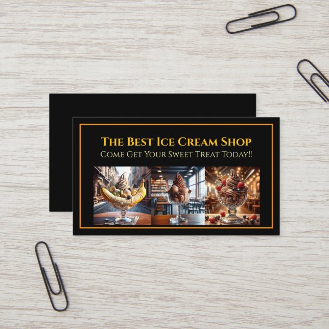 Ice Cream Coffee Shop Cafe Business Card (Front/Back In Situ)