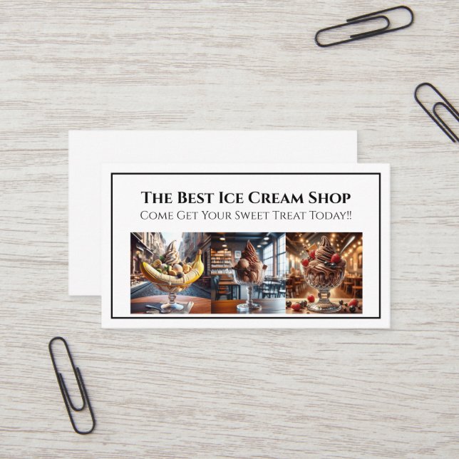 Ice Cream Coffee Shop Cafe Business Card (Front/Back In Situ)