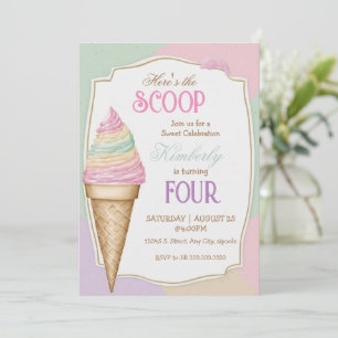Ice cream colour framed birthday ice cream invitation