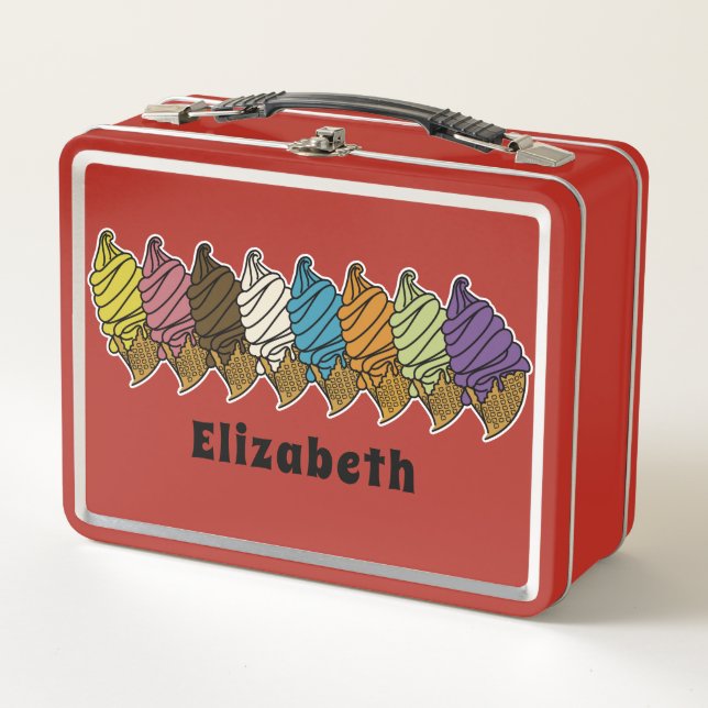 Ice Cream Colourful Custom Text Metal Lunch Box (Front)