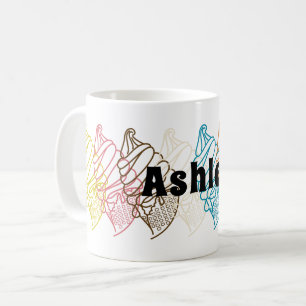 Ice Cream Colourful Outline Custom Text Coffee Mug