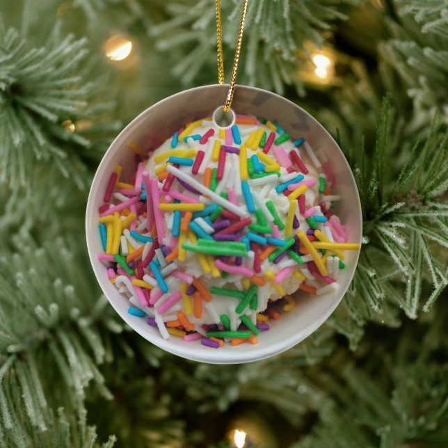 Ice cream Colourful Pink Blue Sprinkles Food Theme Ceramic Tree Decoration (Tree)