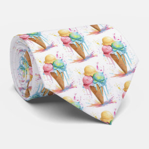 Ice Cream Colourful Summer Pattern Tie