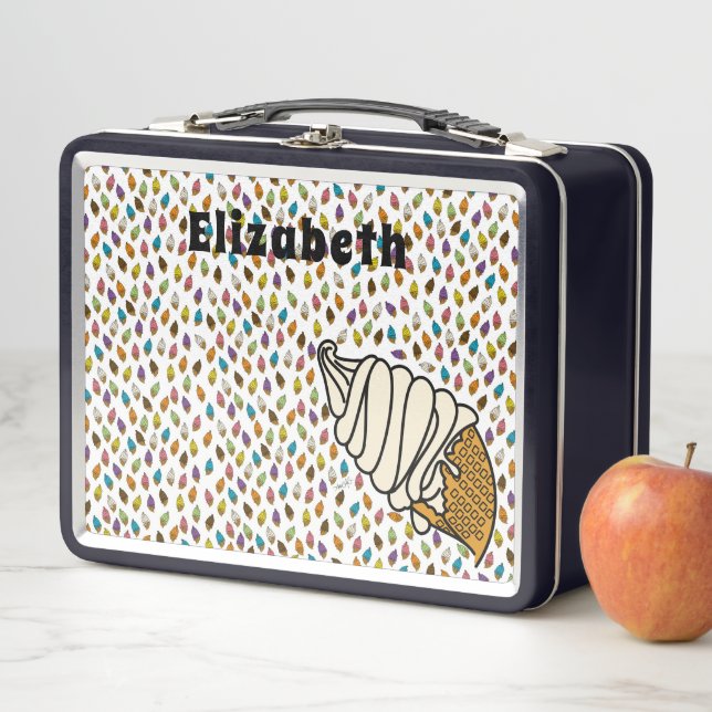 Ice Cream Colourful-Vanilla Custom Text Metal Lunch Box (In Situ)