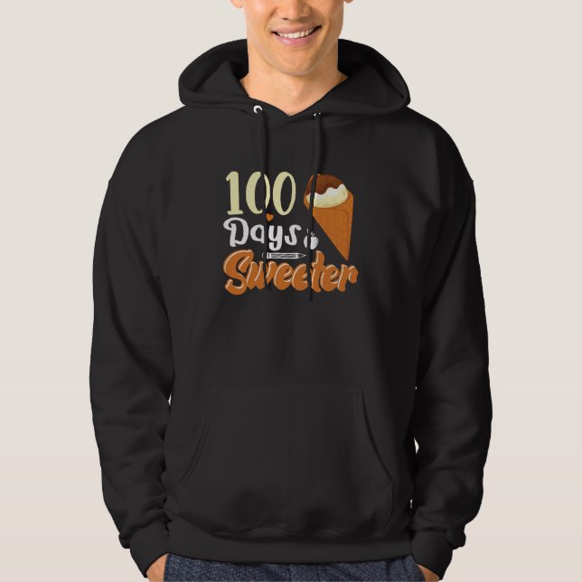 Ice Cream Cone 100 Days Of School Teachers Girls B Hoodie (Front)