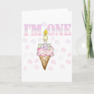 Ice Cream Cone 1st Birthday Tshirts Card