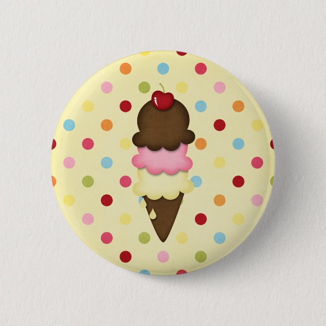 ice cream cone 6 cm round badge (Front)