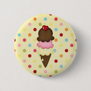 ice cream cone 6 cm round badge