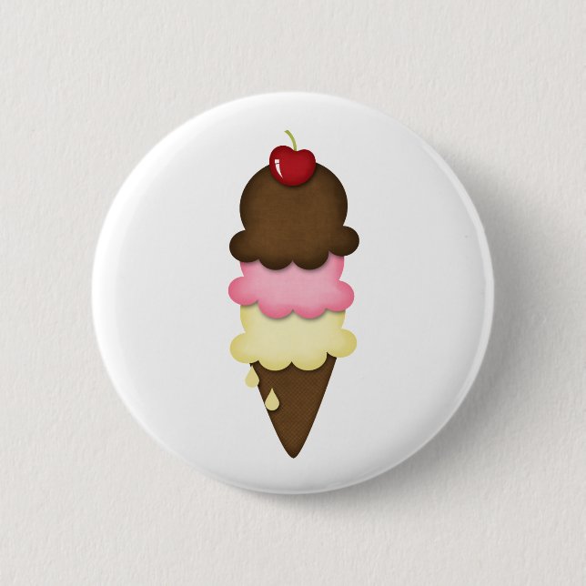 ice cream cone 6 cm round badge (Front)
