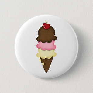 ice cream cone 6 cm round badge
