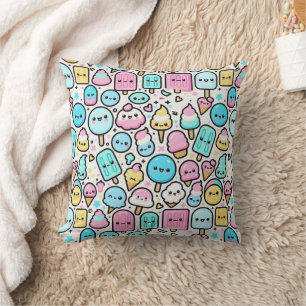 Ice Cream Cone and Popsicle Doodles Cushion