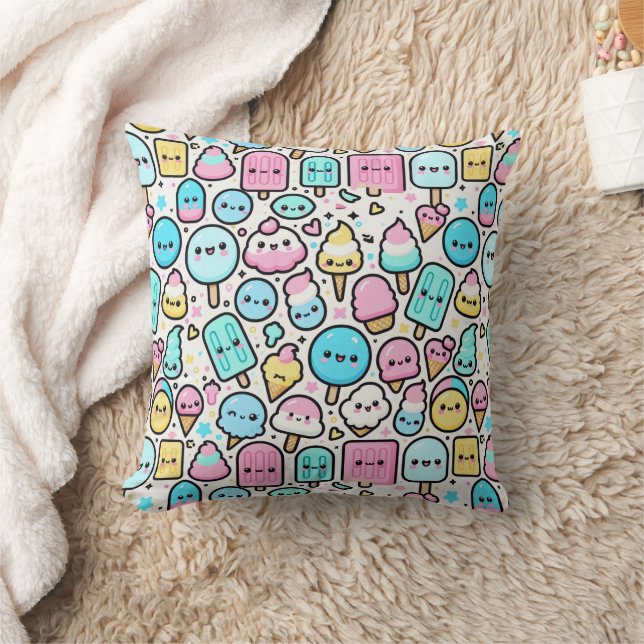 Ice Cream Cone and Popsicle Doodles Cushion (Blanket)