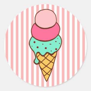 Ice Cream Cone Birthday Party Stickers