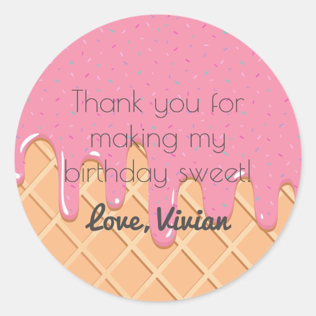 Ice Cream Cone Birthday Stickers (Front)