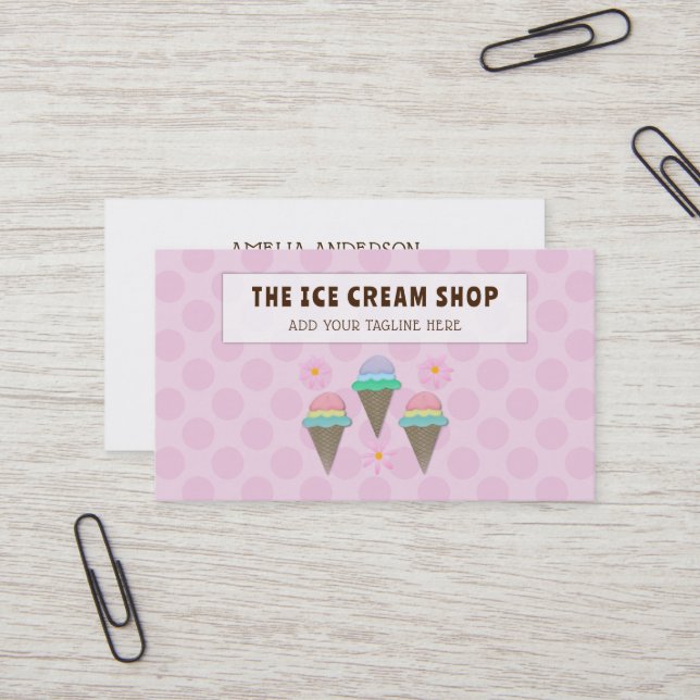 Ice Cream Cone  Business Card (Front/Back In Situ)