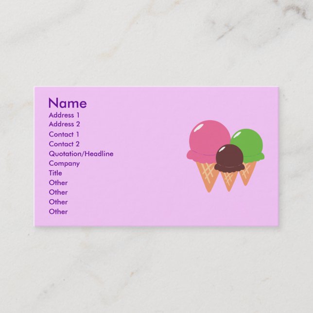 Ice Cream Cone Business Cards (Front)