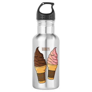 Ice cream cone cartoon illustration  532 ml water bottle