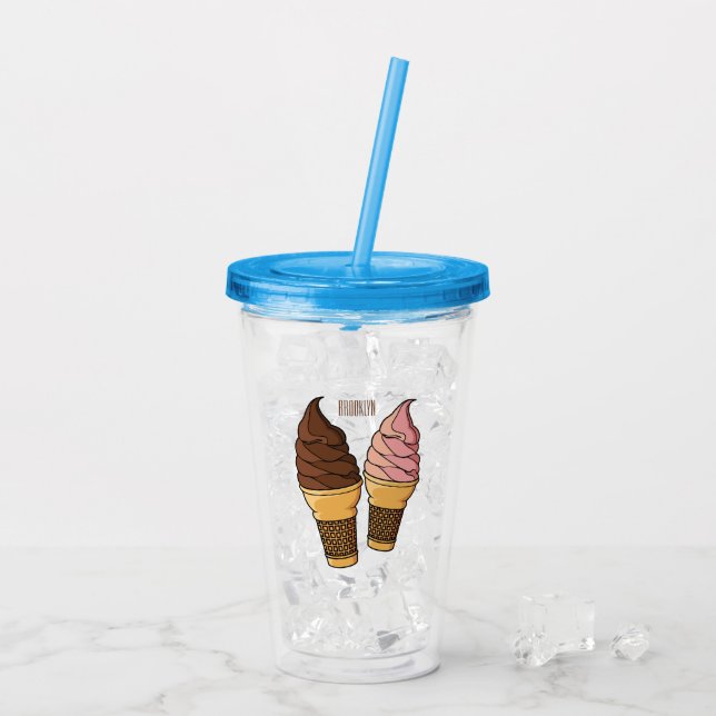 Ice cream cone cartoon illustration  acrylic tumbler (Back Ice)