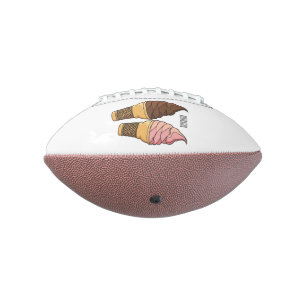 Ice cream cone cartoon illustration  american football
