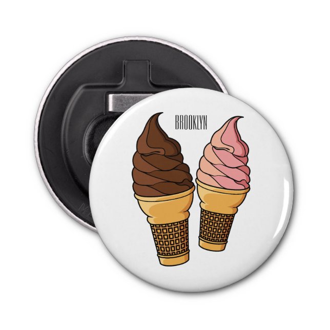 Ice cream cone cartoon illustration  bottle opener (Front)