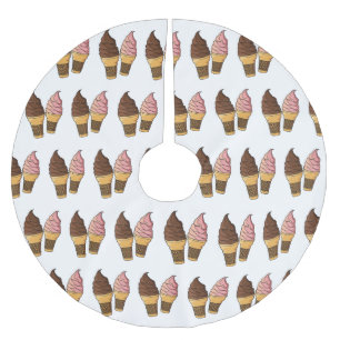 Ice cream cone cartoon illustration brushed polyester tree skirt