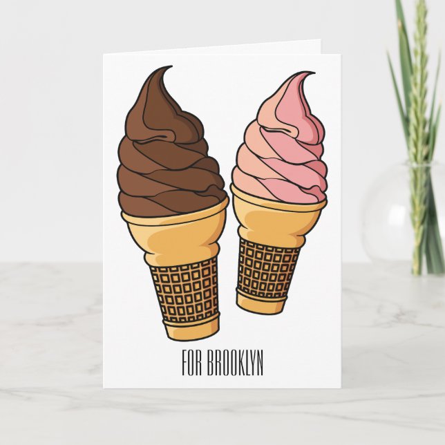 Ice cream cone cartoon illustration  card (Front)