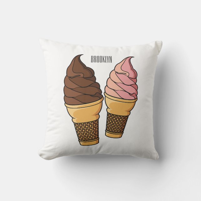 Ice cream cone cartoon illustration  cushion (Front)