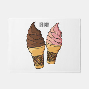 Ice cream cone cartoon illustration  doormat