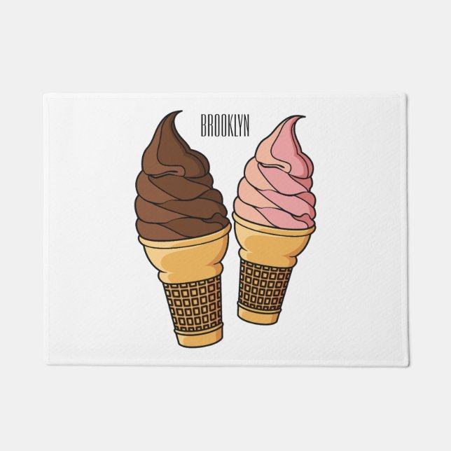Ice cream cone cartoon illustration  doormat (Front)