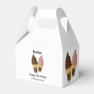 Ice cream cone cartoon illustration favour box