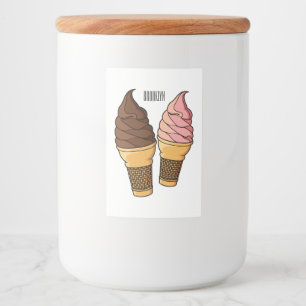 Ice cream cone cartoon illustration  food label