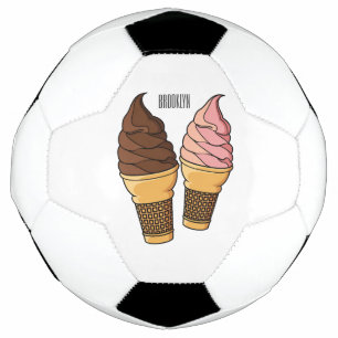 Ice cream cone cartoon illustration football