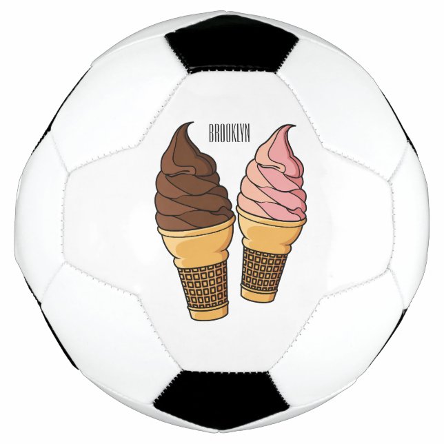 Ice cream cone cartoon illustration  football (Front)