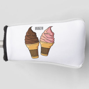 Ice cream cone cartoon illustration golf head cover
