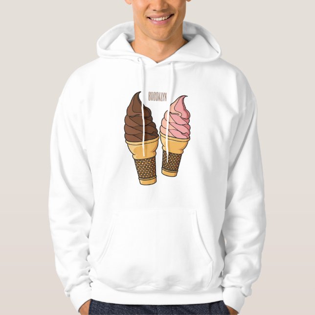 Ice cream cone cartoon illustration  hoodie (Front)