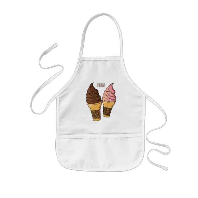 Ice cream cone cartoon illustration  kids apron (Front)
