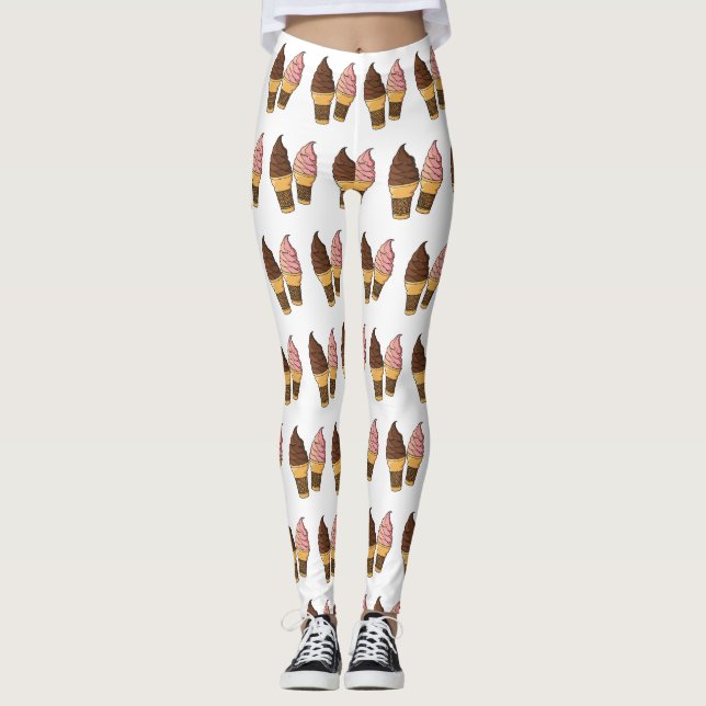 Ice cream cone cartoon illustration  leggings (Front)