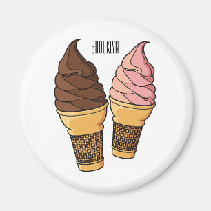 Ice cream cone cartoon illustration magnet