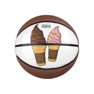 Ice cream cone cartoon illustration  mini basketball