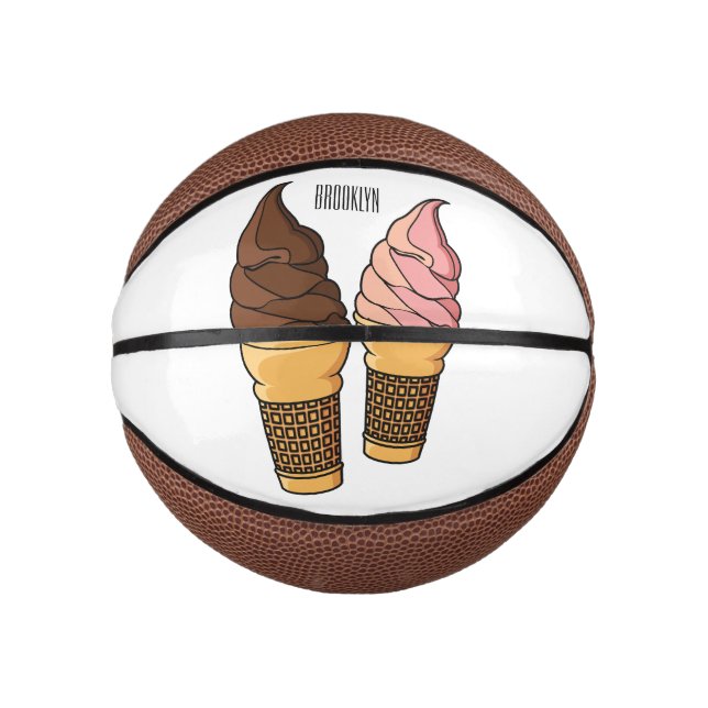Ice cream cone cartoon illustration  mini basketball (Front)