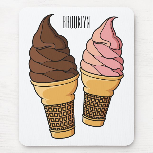 Ice cream cone cartoon illustration  mouse mat (Front)