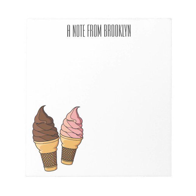 Ice cream cone cartoon illustration  notepad (Front)