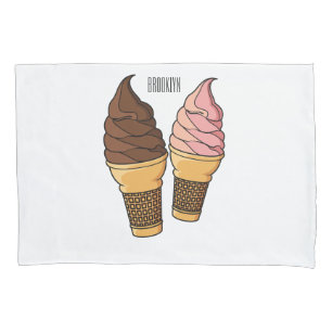 Ice cream cone cartoon illustration  pillowcase