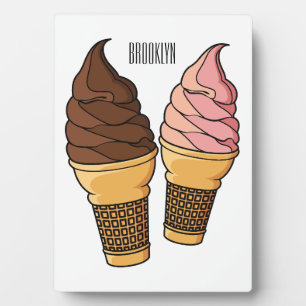 Ice cream cone cartoon illustration  plaque