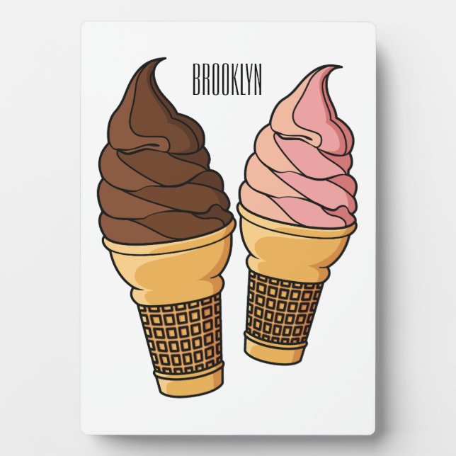 Ice cream cone cartoon illustration  plaque (Front)