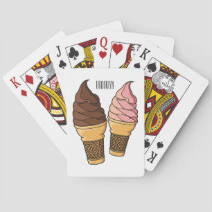 Ice cream cone cartoon illustration playing cards