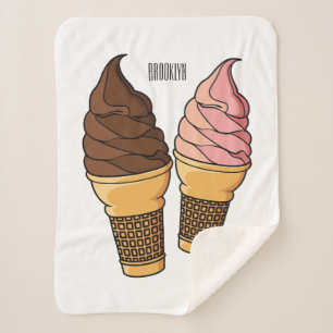 Ice cream cone cartoon illustration sherpa blanket