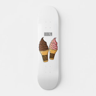 Ice cream cone cartoon illustration  skateboard