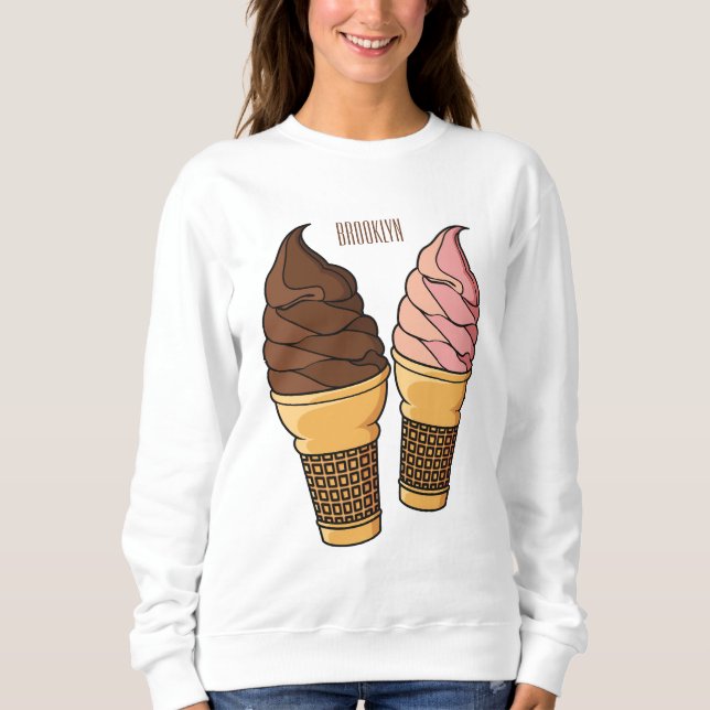 Ice cream cone cartoon illustration  sweatshirt (Front)